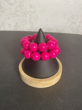 Hot Pink Chunky Bubblegum Bead Stretchy Bracelet Y2K Aesthetic Statement Piece